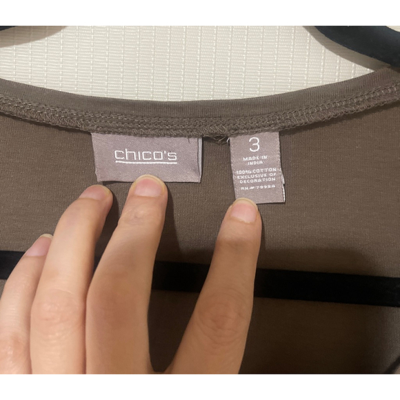 NWOT Women’s Chico's Plus Size 3/ XL Brown Silver Embellished Tunic Top - Picture 7 of 8